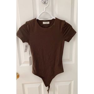Aritzia Babaton Contour Tee Bodysuit in Coffee Bean